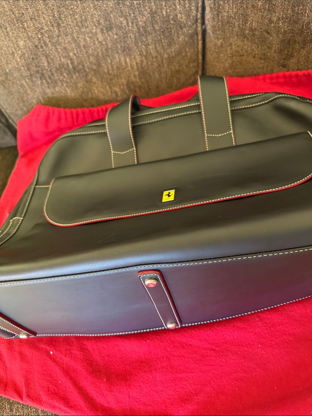 Ferrari Black Duffel with Red Trim and Yellow Emblem